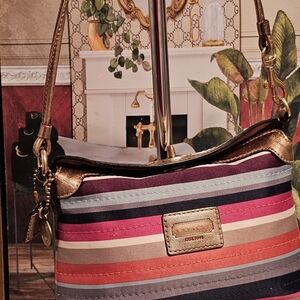 Coach Legacy Multicolor Satin Striped Women's Mini Bag/Wrislet